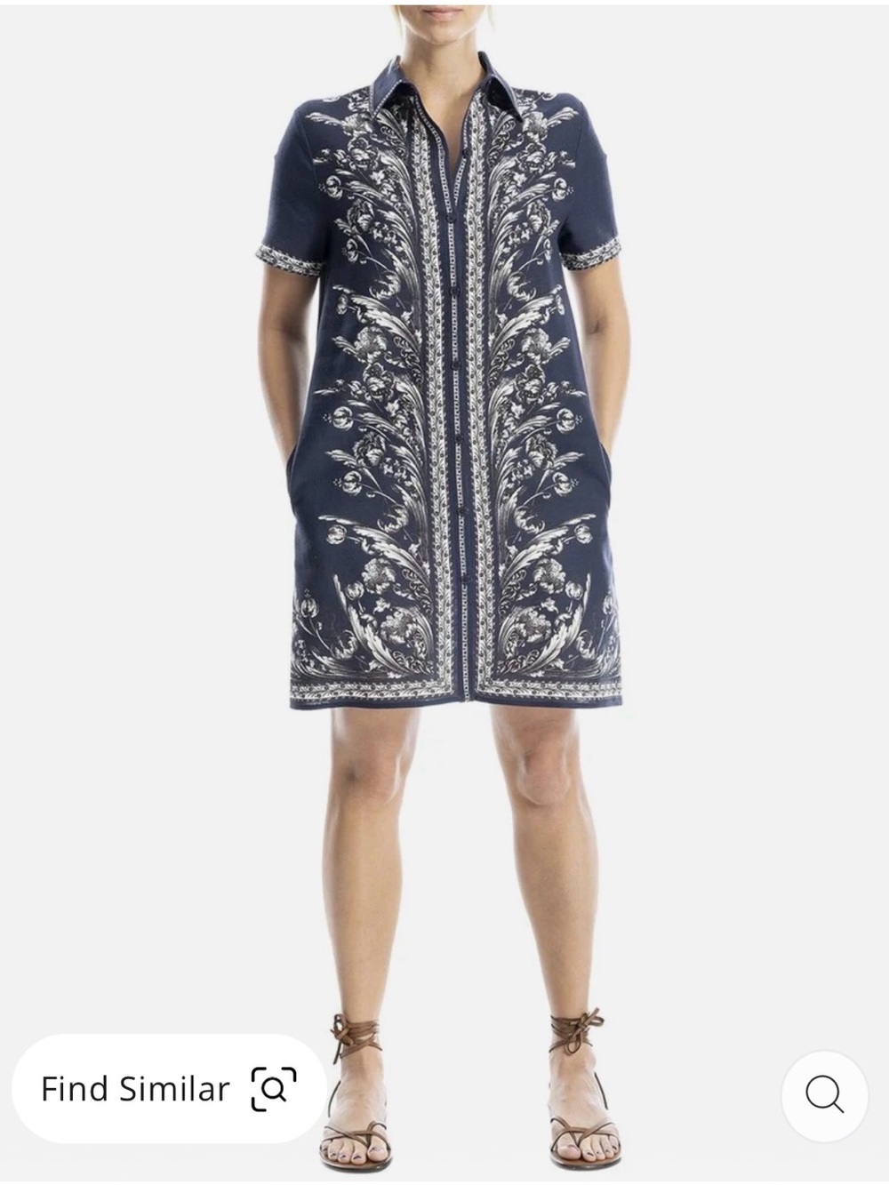 Max Studio Navy Mini Shirt Dress with Pockets